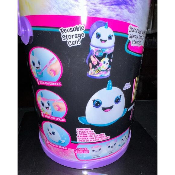 Airbrush Plush Squish Pals Narwhal Storage Can Stencils Paint Age 6+ - Picture 4 of 6